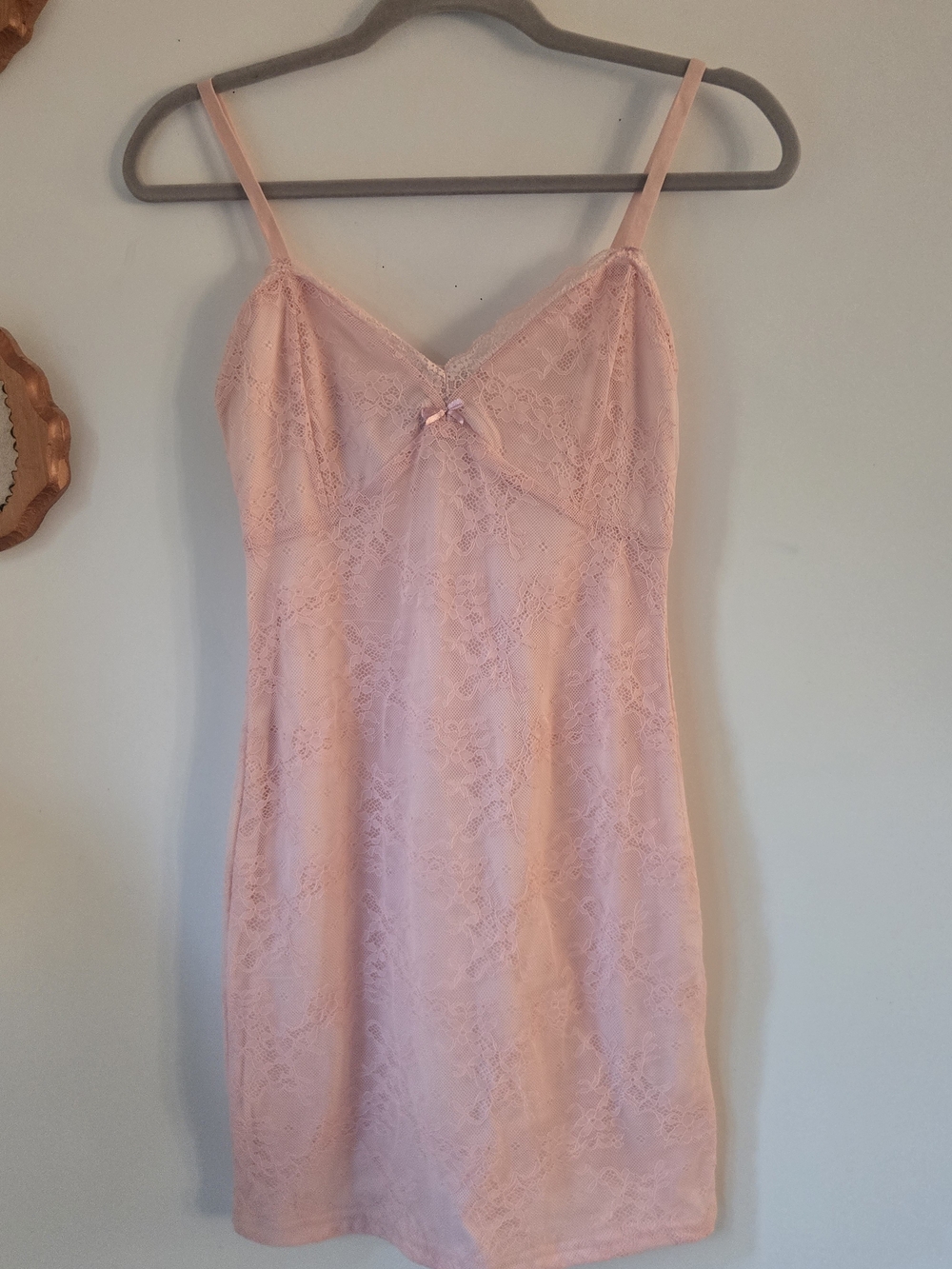 Streetwear Society Blush Lace Chemise with Bow Detail